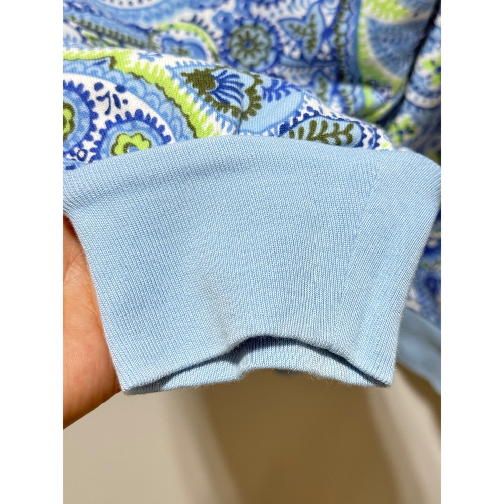 Talbots Blouson Sleeve‎ Crewneck  Sweatshirt Perkey Paisley Large Blue  Pullover - Picture 6 of 13